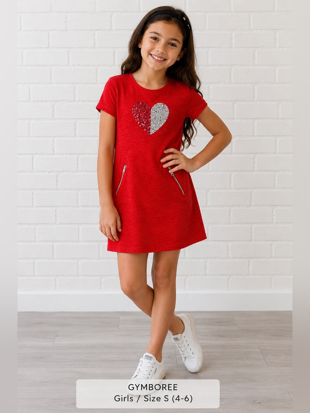 GYMBOREE girls red short sleeve fashion chic casual dress /size S (4-6)